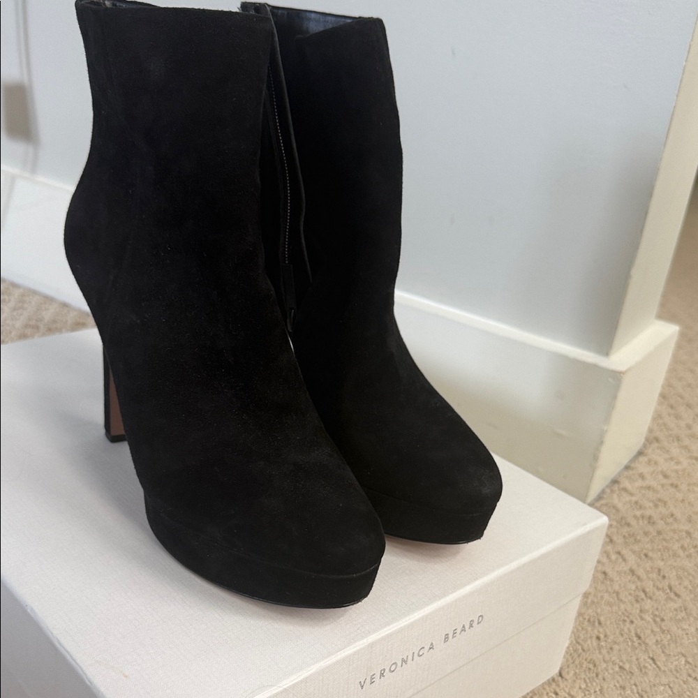 Veronica Beard Dali Bootie Black Suede Heeled Boots